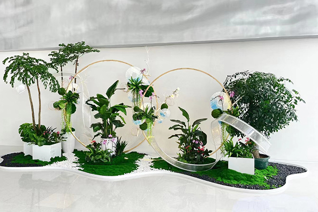 花草美陈案例：彩带从天而降,最天然的花朵艺术