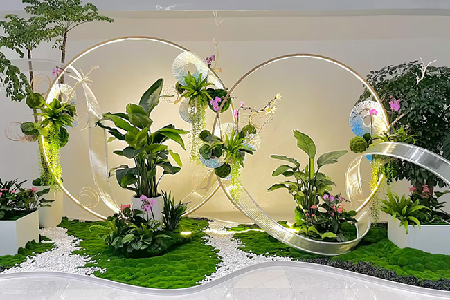 花草美陈案例：彩带从天而降,最天然的花朵艺术