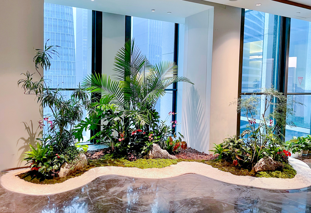 IM体育园林室内绿化美陈列计